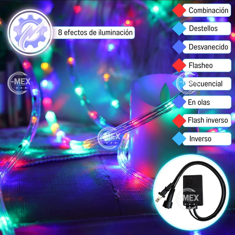 MAGUERA NAVIDEÑA CON PANEL  SOLAR- MULTICOLOR  10 METROS