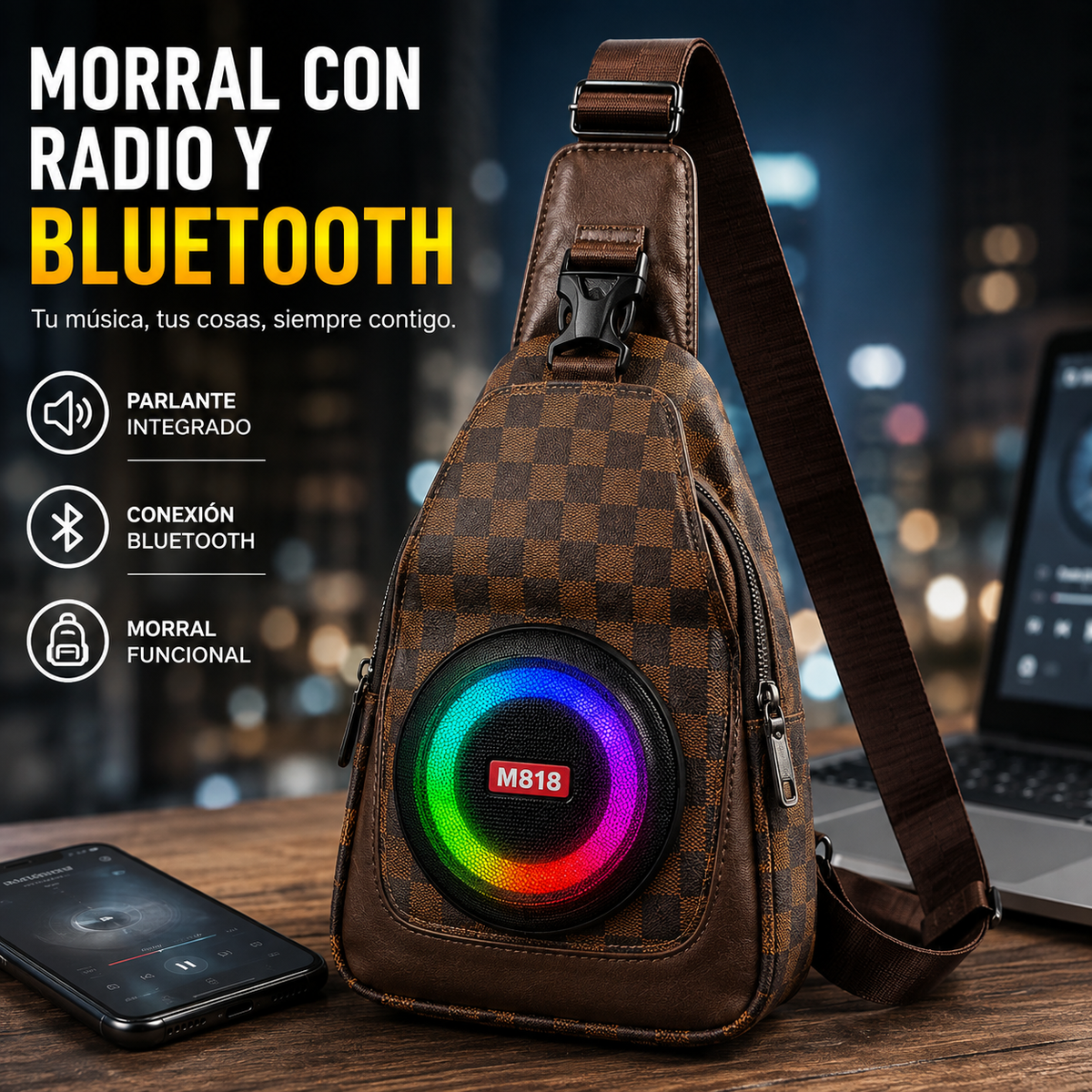 MORRAL ANTIROBO CON RADIO BLUETOOTH