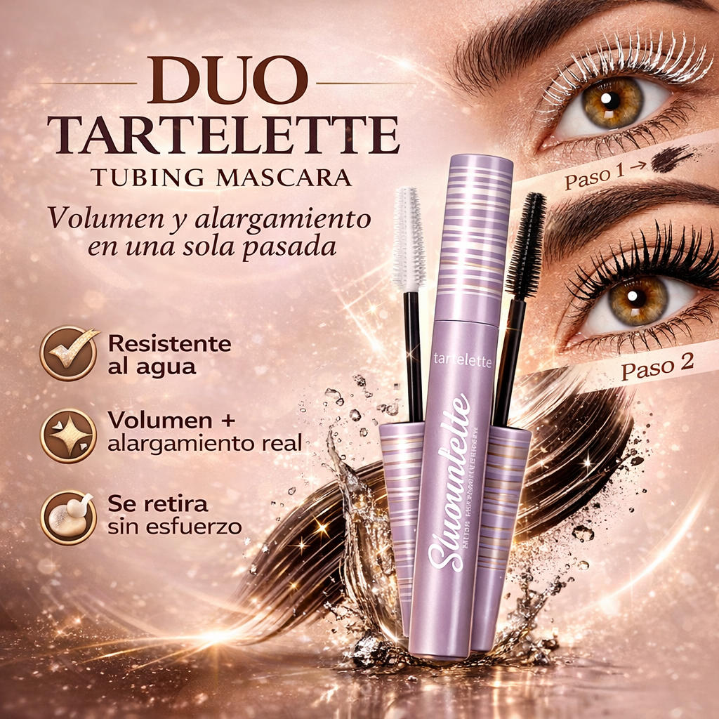 DUO TARTELETTE TUBING MASCARA™| Rímel de Alto Impacto: Máximo Alargamiento y Volumen Intenso