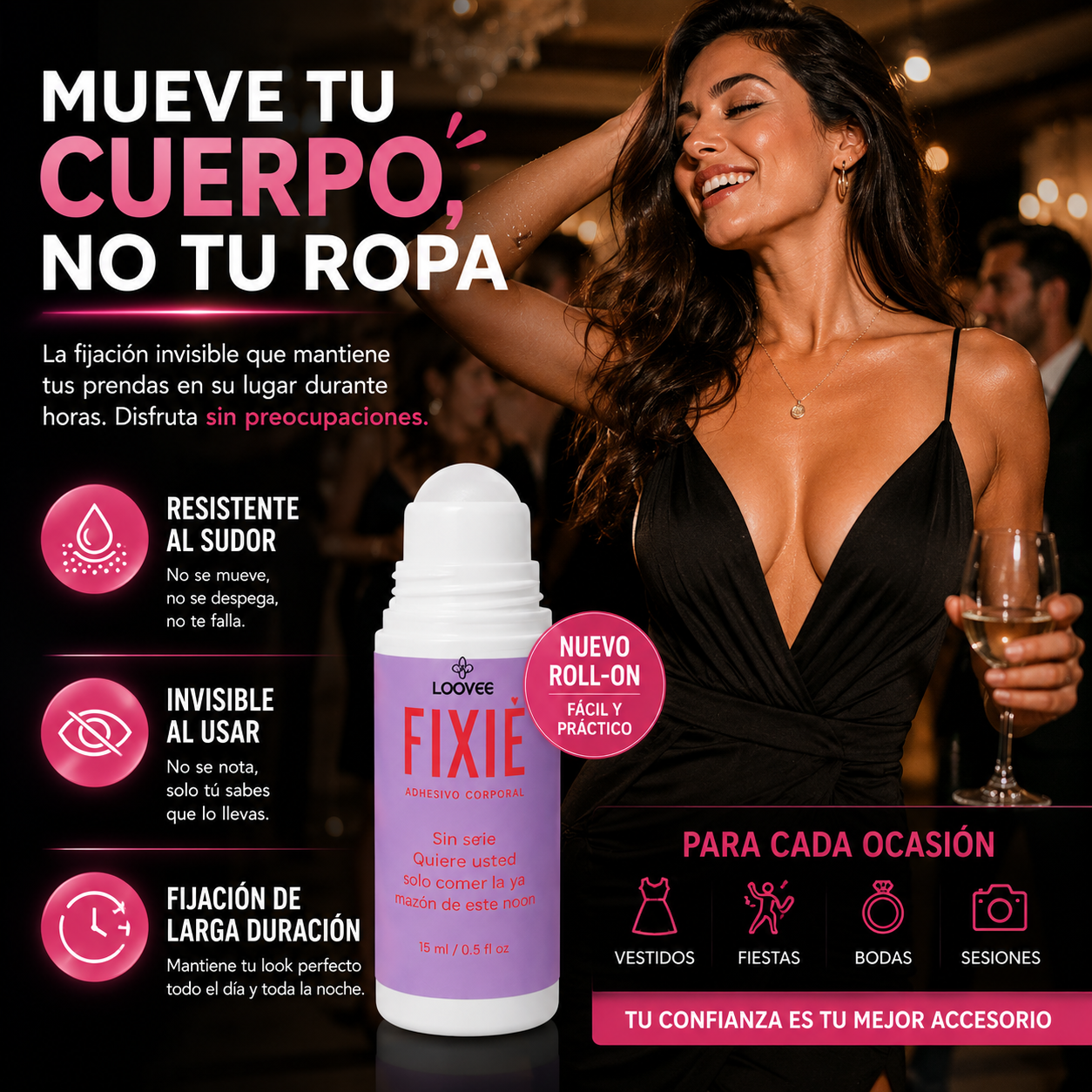 ROLL ONE PEGAMENTO CORPORAL RESISTENTE AL SUDOR