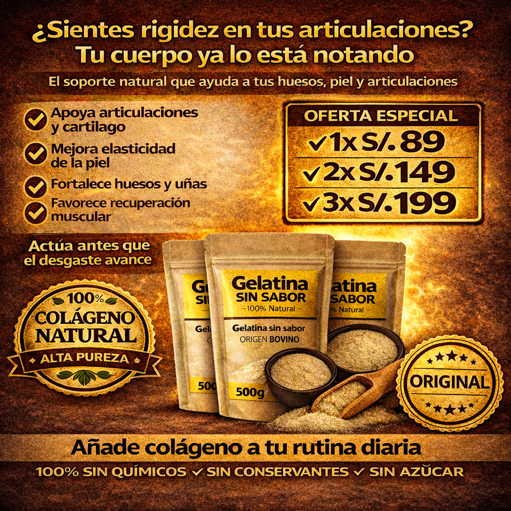 GELATINA SIN SABOR DE ORIGEN BOVINO | REFUERZA TUS ARTICULACIONES DE FORMA NATURAL