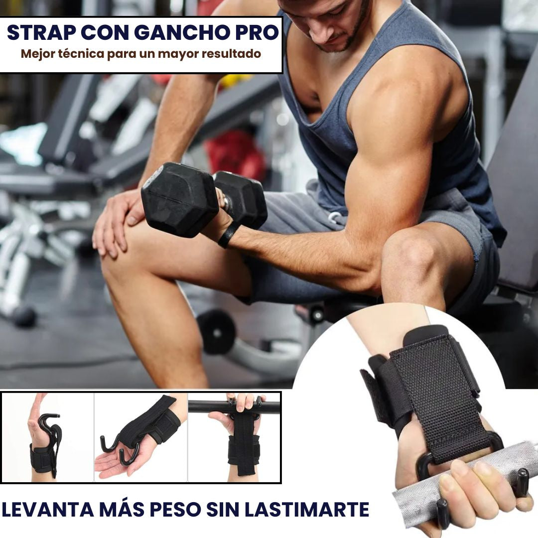 STRAP CON GANCHO PRO PARA LEVANTAMIENTO DE PESAS