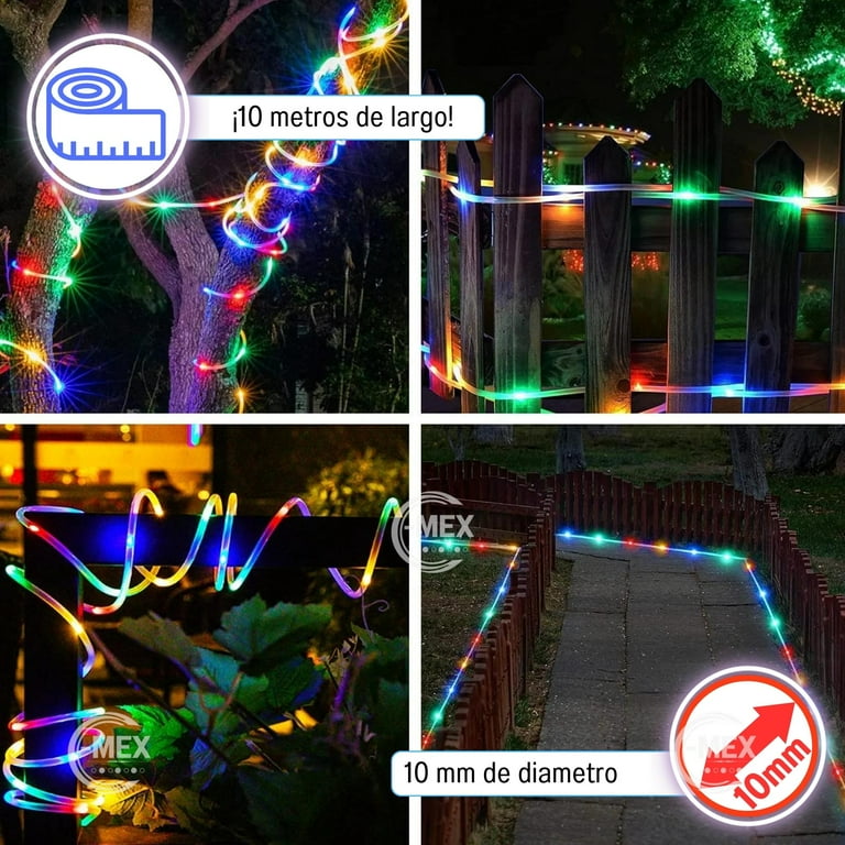 MAGUERA NAVIDEÑA CON PANEL  SOLAR- MULTICOLOR  10 METROS