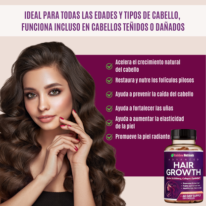 Hair Growth® VITAMINA CON BIOTINA PARA EL CREMIENTO DEL CABELLO