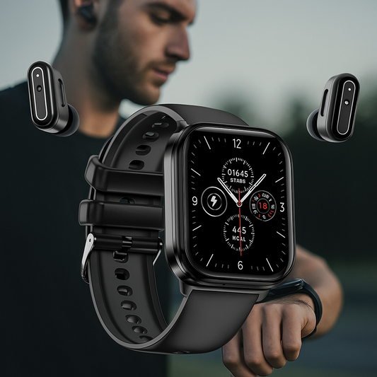 🎧⌚ SMART WATCH PARA DEPORTE 2 EN 1 CON AUDÍFONOS INCORPORADOS