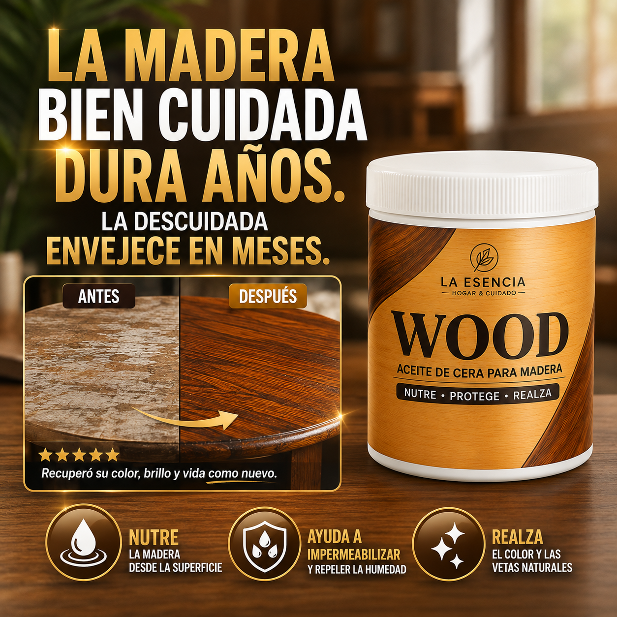 ACEITE DE CERA PARA MADERA| DEVUELVE LA VIDA E IMPERMEABILIZA