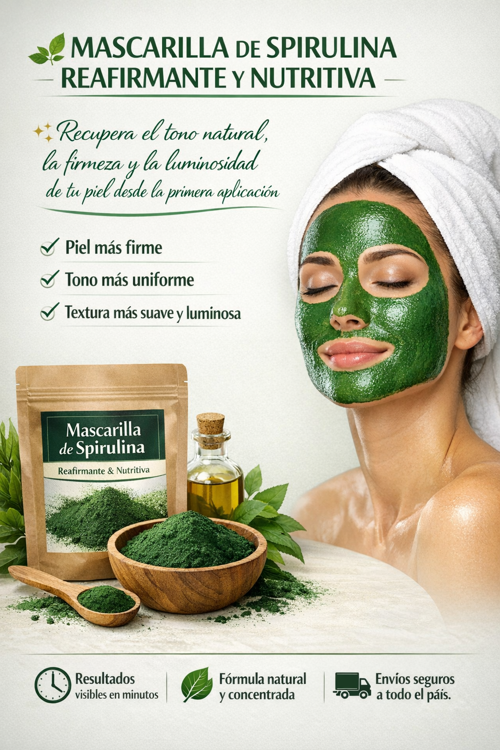 MASCARILLA DE SPIRULINA PARA PIEL OPACA Y SIN FIRMEZA