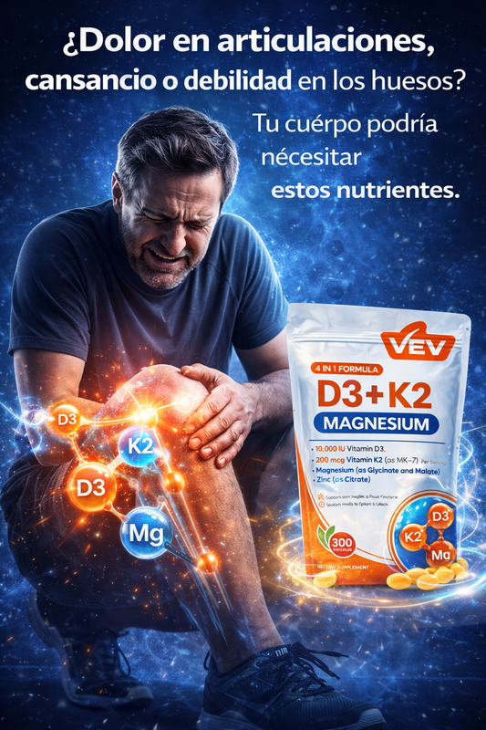 MAGNESIO 4 EN 1 | D3 + K2  FORTALECE HUESOS, MÚSCULOS Y SISTEMA INMUNOLOGICO