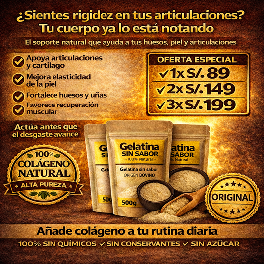 GELATINA SIN SABOR DE ORIGEN BOVINO | REFUERZA TUS ARTICULACIONES DE FORMA NATURAL