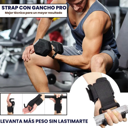 STRAP CON GANCHO PRO PARA LEVANTAMIENTO DE PESAS