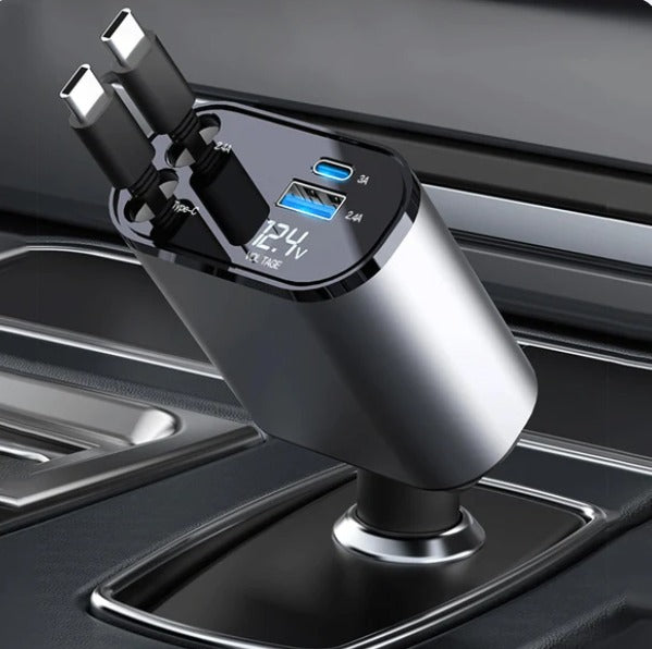 CARGADOR PORTATIL ADAPTADO PARA AUTO 4 EN 1 🚗