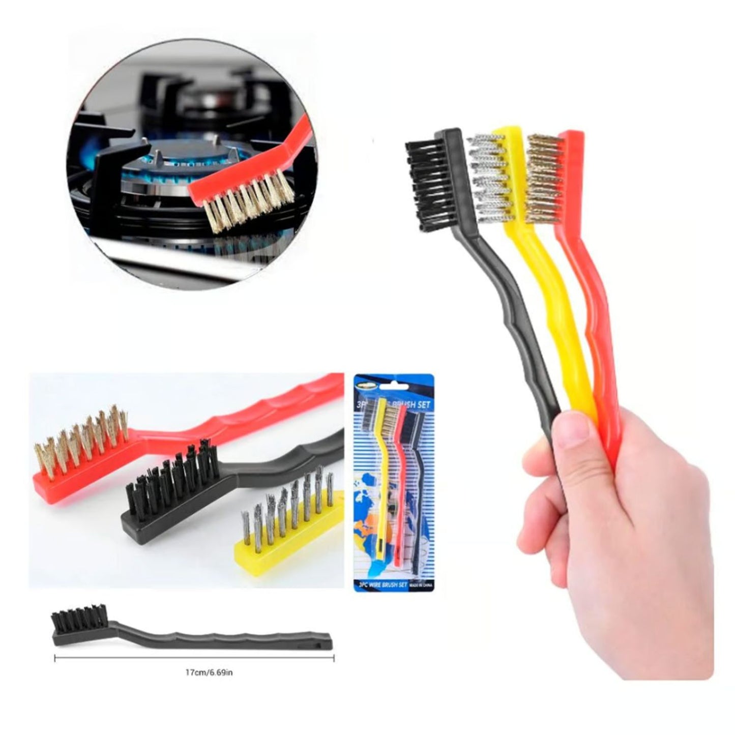 JUEGO DE 3 CEPILLOS PARA LA LIMPIEZA DE COCINA.